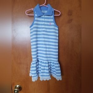 Polo Ralph Lauren blue striped polo dress size 6 100% cotton